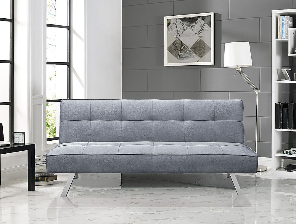 Angle View: Serta - Corey Multi-Functional Convertible Sofa  in Faux Leather - Light Grey