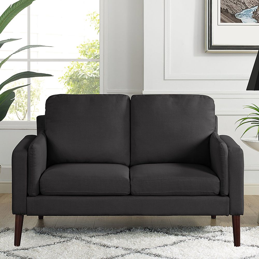 Lifestyle Solutions 78.7-in Casual Black Microfiber 3-seater Sofa