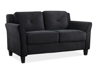 Lifestyle Solutions - Hartford Loveseat Upholstered Microfiber Curved Arms - Black - Front_Zoom