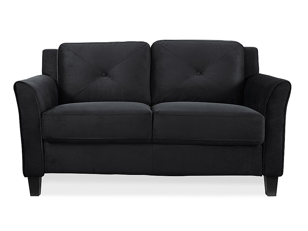 Left View: Lifestyle Solutions - Hartford Loveseat Upholstered Microfiber Curved Arms - Black