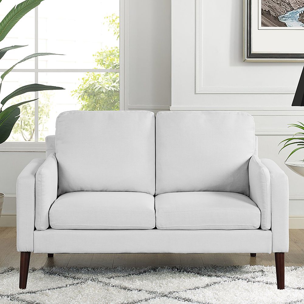 Left View: Lifestyle Solutions - Nerd Loveseat with Power and USB ports - Light Grey