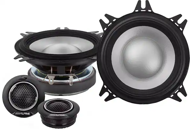 Front. Alpine - S-Series 4" Hi-Resolution Component Car Speakers with Glass Fiber Reinforced Cone (Pair) - Black.
