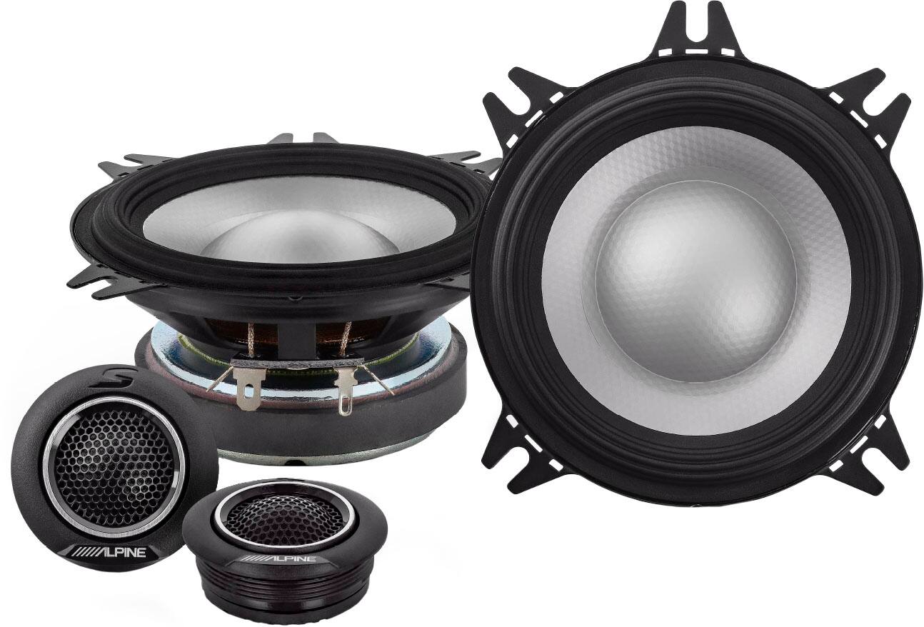 Front. Alpine - S-Series 4" Hi-Resolution Component Car Speakers with Glass Fiber Reinforced Cone (Pair) - Black.