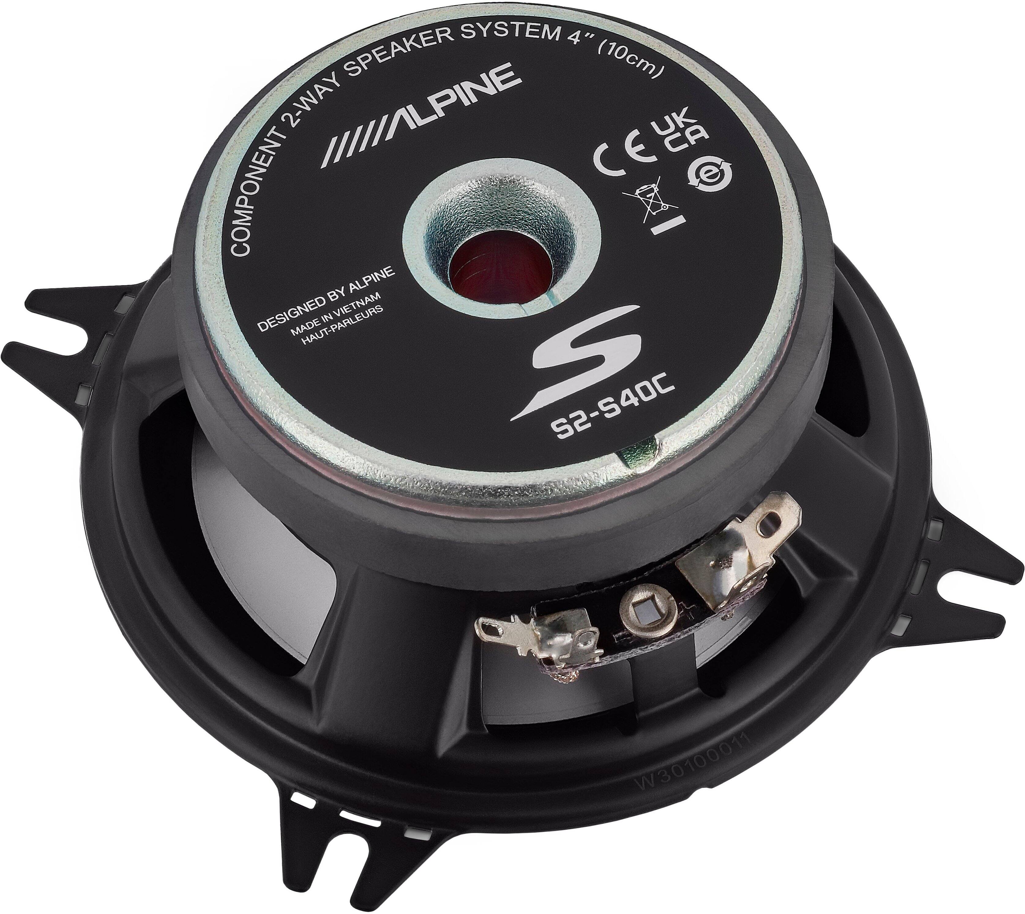 Alt View 11. Alpine - S-Series 4" Hi-Resolution Component Car Speakers with Glass Fiber Reinforced Cone (Pair) - Black.
