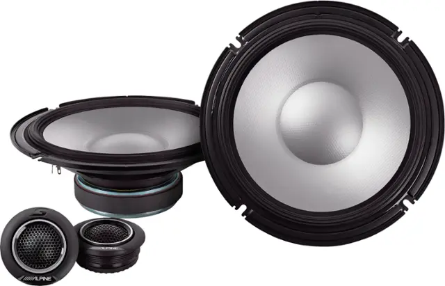 Front. Alpine - S-Series 8" Hi-Resolution Component Car Speakers with Glass Fiber Reinforced Cone (Pair) - Black.