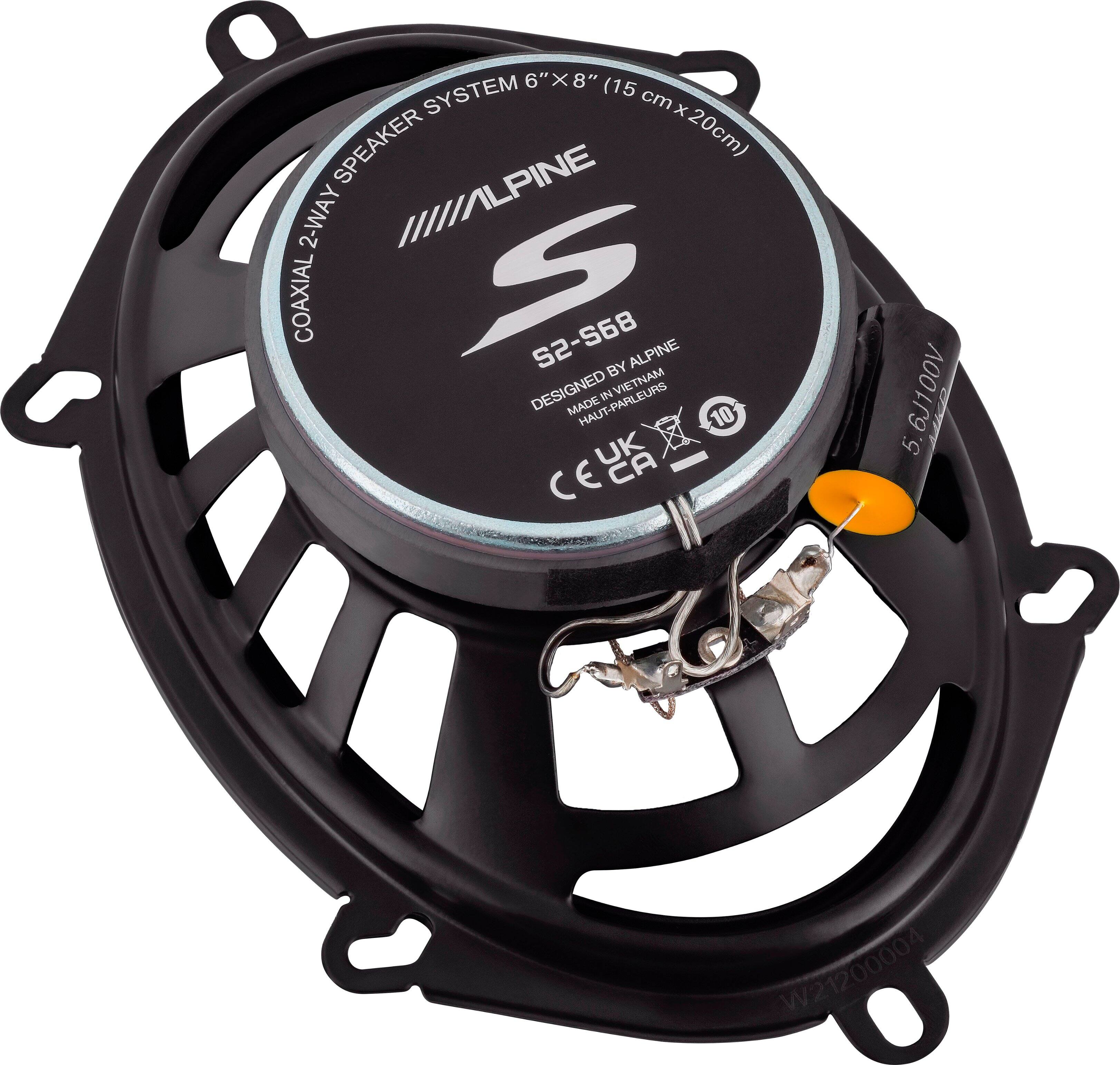 Alt View 12. Alpine - S-Series 6 x 8" Hi-Resolution Coaxial Car Speakers with Glass Fiber Reinforced Cone (Pair) - Black.