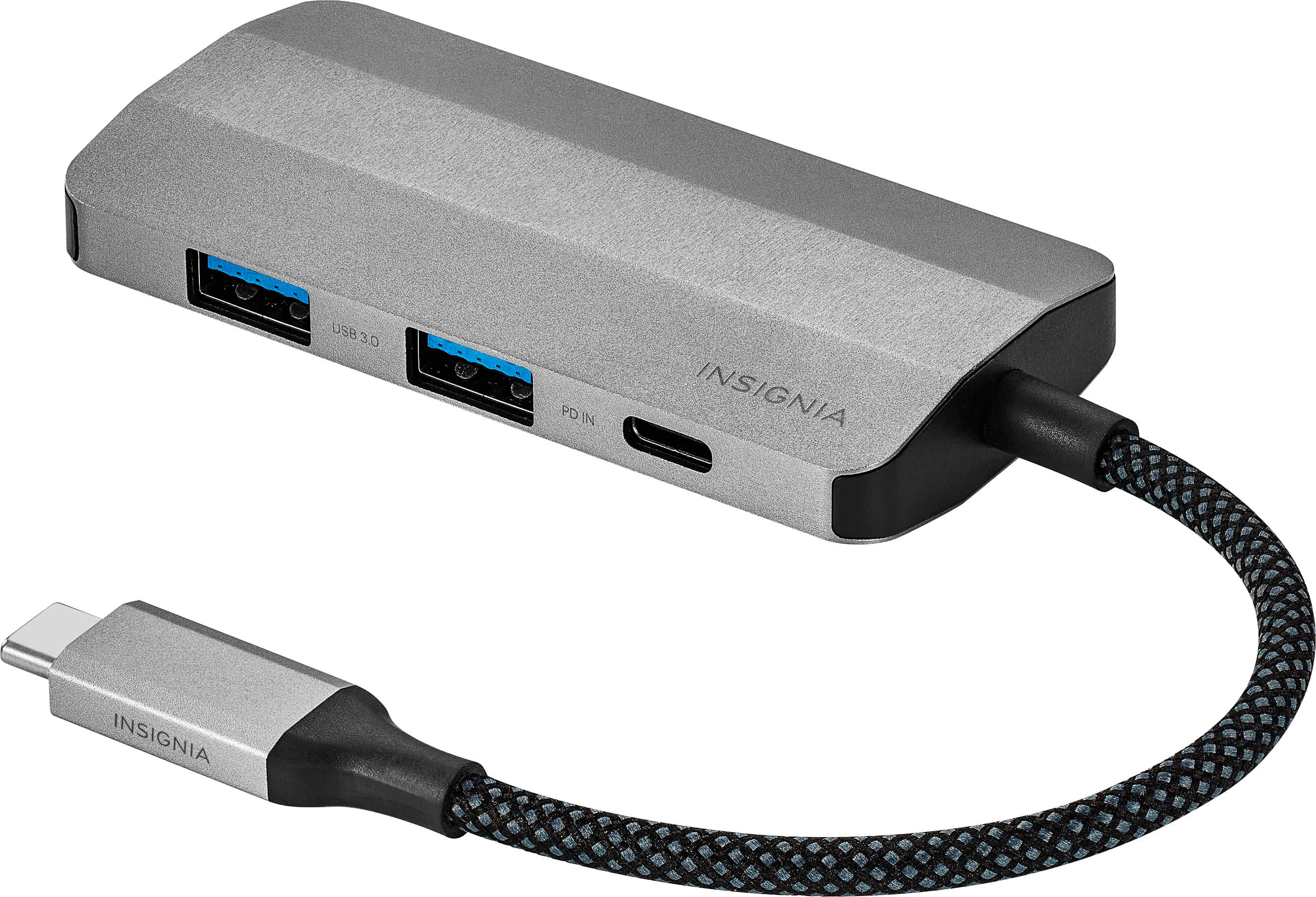 Angle. Insignia™ - 4-Port USB-C Hub - Gray.