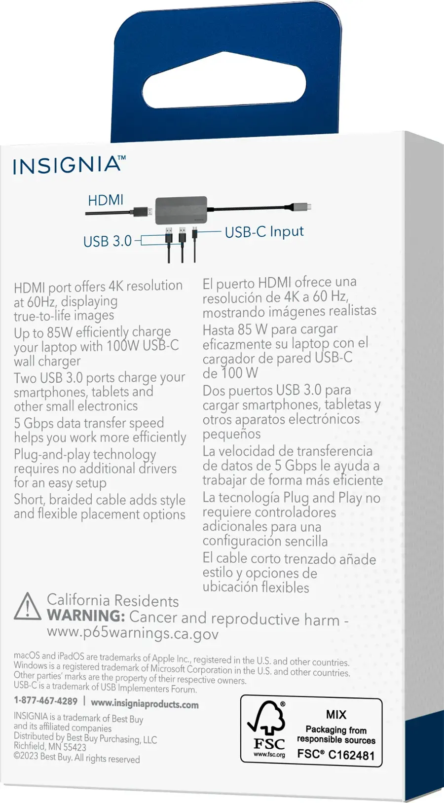 Insignia™ 4 Port USB C Hub Gray NS-PH541MD24 - Open Box - Best Buy