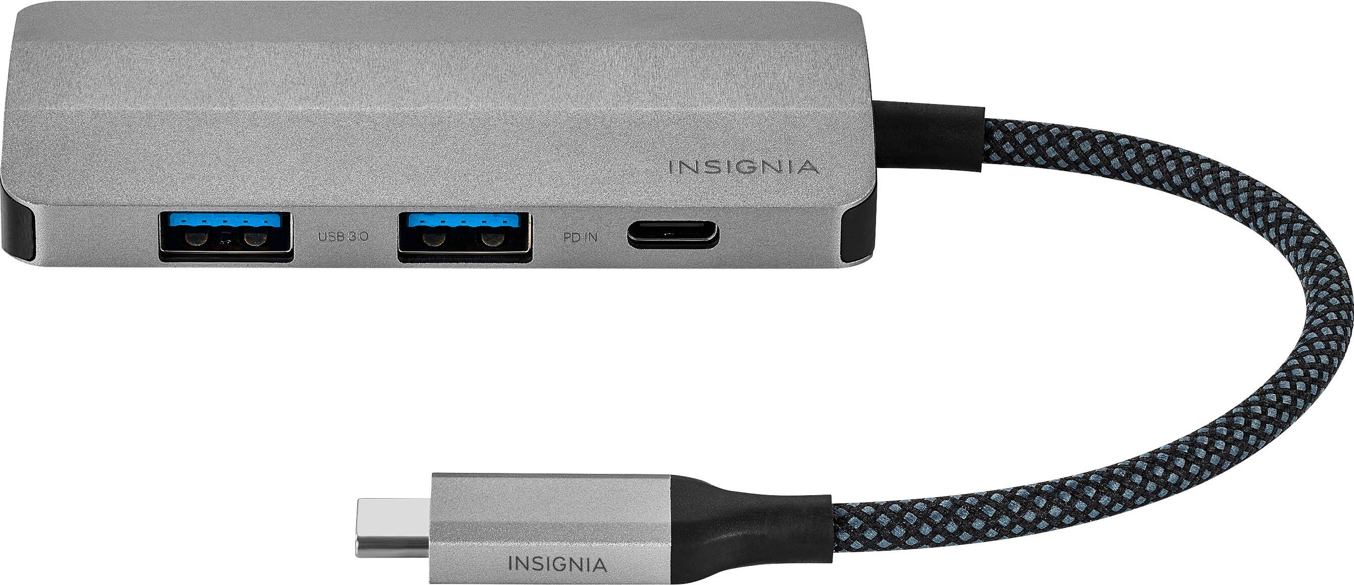 Left. Insignia™ - 4-Port USB-C Hub - Gray.
