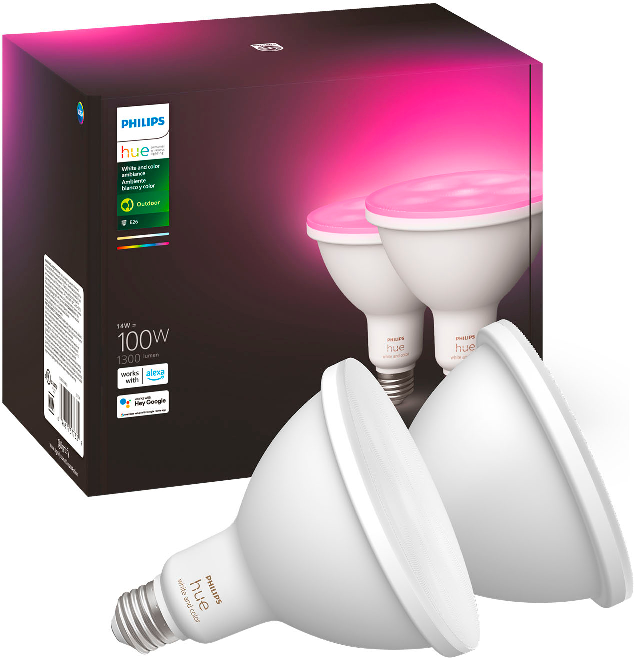 Philips Hue PAR38 100W Smart LED Bulb (2-Pack) White and Color Ambiance  577338 Best Buy