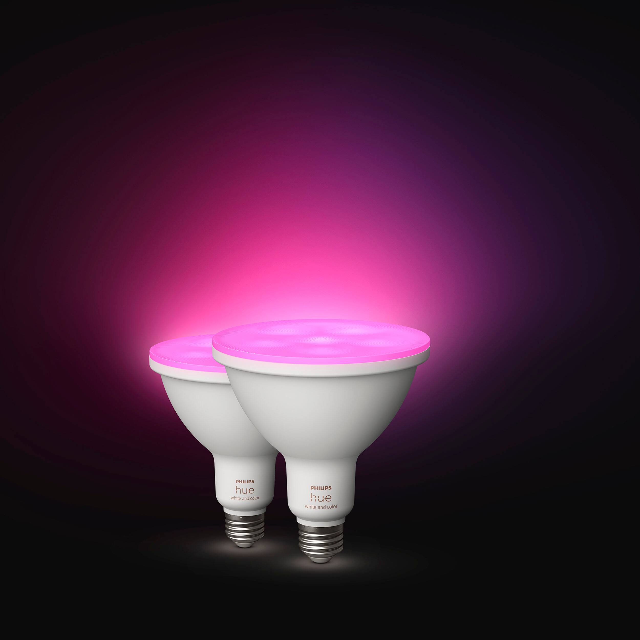 The text on the image reads "Philips hue white and color."