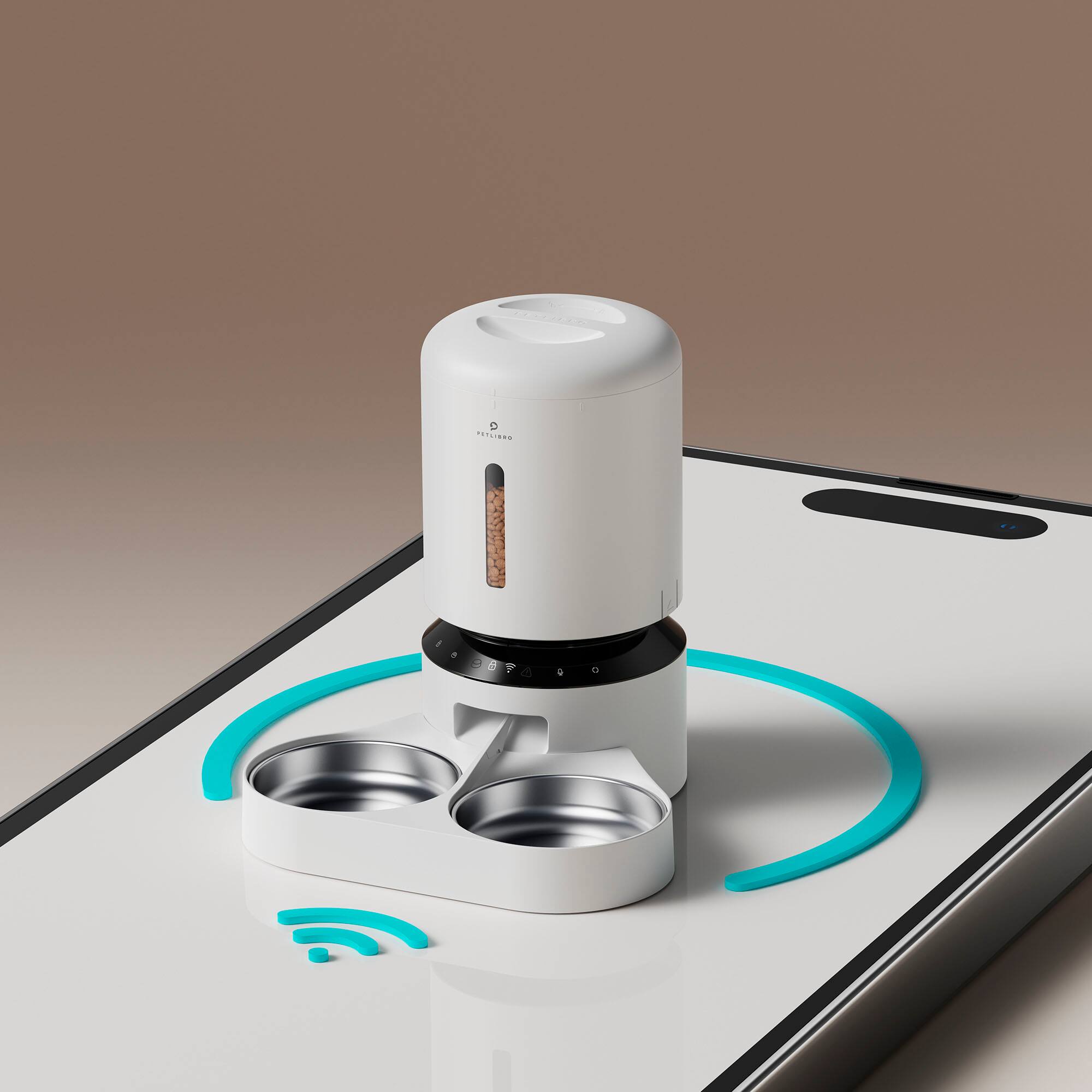 Alt View 17. PETLIBRO - Granary WiFi Stainless Steel Dual Food Tray 5L Automatic Dog and Cat Feeder with Voice Recorder - White.