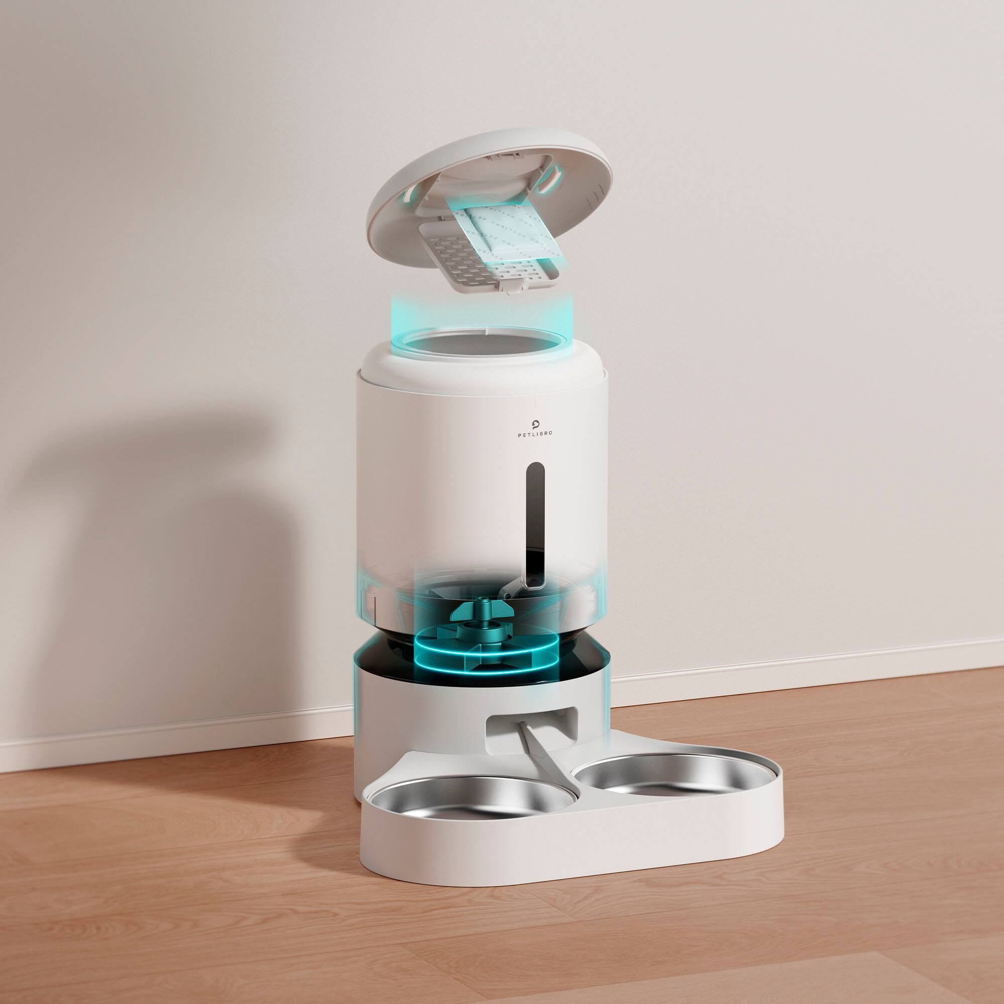 Alt View 20. PETLIBRO - Granary WiFi Stainless Steel Dual Food Tray 5L Automatic Dog and Cat Feeder with Voice Recorder - White.