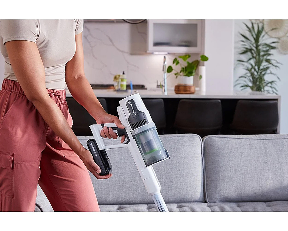 24V White Cordless Stick Vacuum w/ Extra Battery & Stand 3in1 Bundle