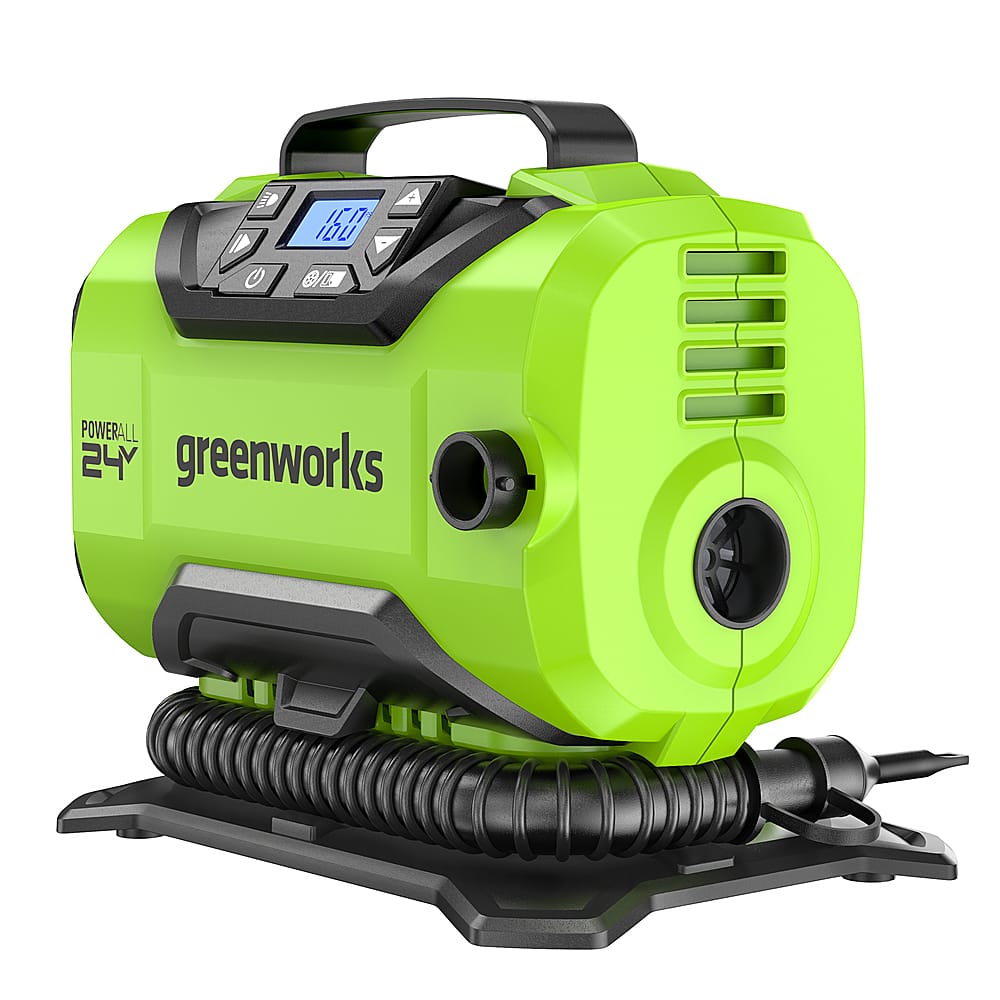 Alt View 2. Greenworks - 24 Volt Battery Powered 160-PSI Inflator with 2.0 Ah USB-C Battery & Charger - Green.