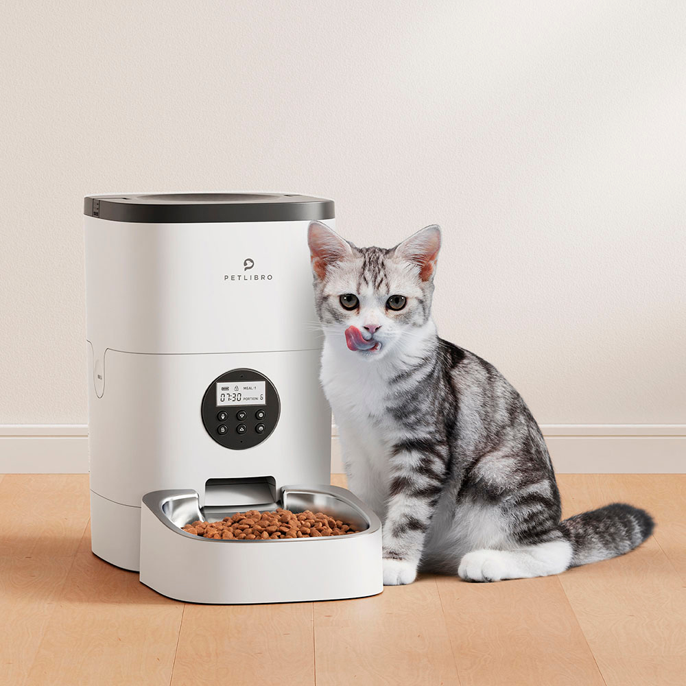 Petlibro - Stainless Steel 4L Automatic Dog and Cat Feeder with Voice Recorder - White