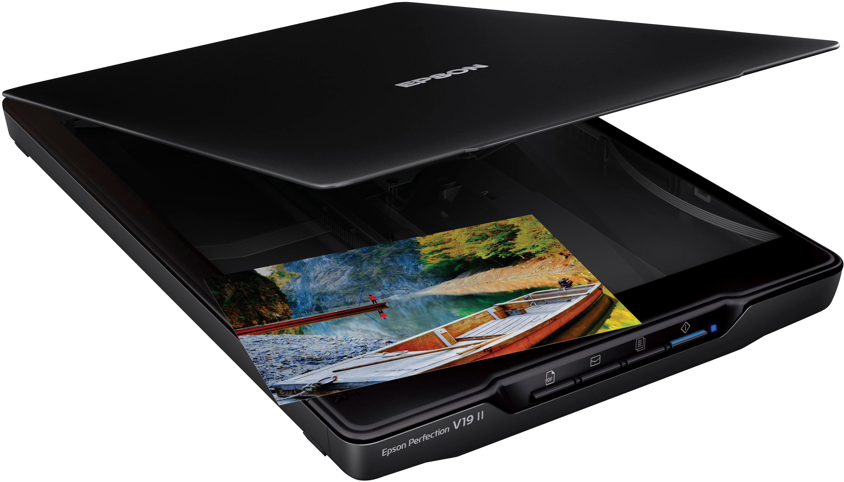 Angle View: Epson - Perfection V19 II Color Photo and Document Flatbed Scanner