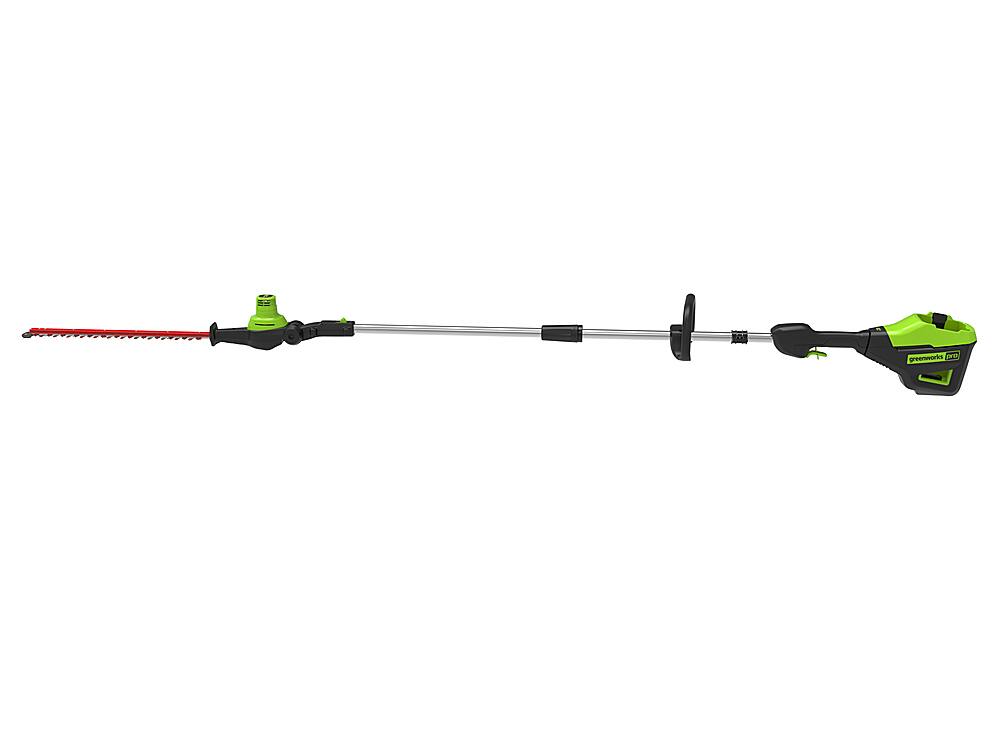 Back View: Greenworks - 80V 20” Brushless Pole Hedge Trimmer with 2.0 Ah Battery and Charger - Green