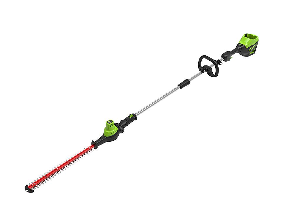 Front. Greenworks - 80V 20” Brushless Pole Hedge Trimmer with 2.0 Ah Battery and Charger - Green.