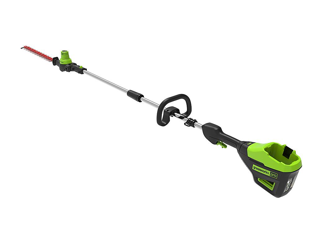 Left. Greenworks - 80V 20” Brushless Pole Hedge Trimmer with 2.0 Ah Battery and Charger - Green.
