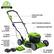Angle. Greenworks - 24V 19” (2x24v) Brushless Push Lawn Mower with (2) 4.0 Ah USB Batteries and Dual-Port Rapid Charger - Green.