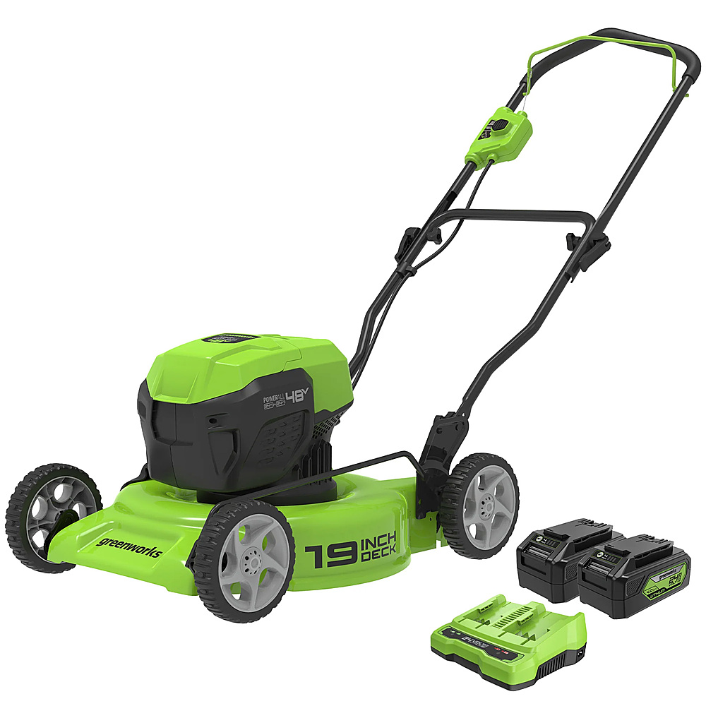 Greenworks 24V 19” (2x24v) Brushless Push Lawn Mower with (2) 4.0 Ah USB  Batteries and Dual-Port Rapid Charger Green 2539502 - Best Buy