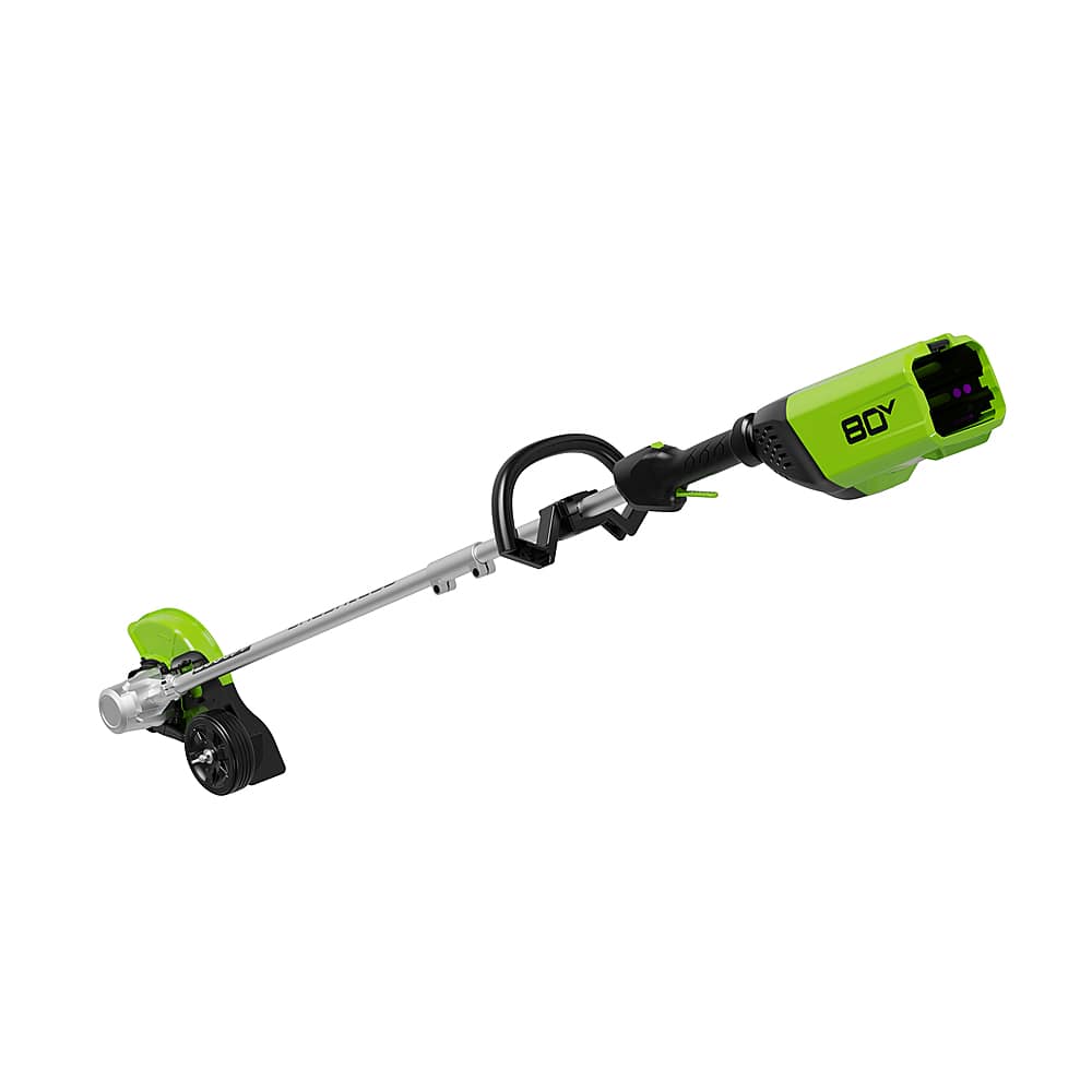 Left View: Greenworks - 80V 8” Brushless Edger with 2.0 Ah Battery and Charger - Green