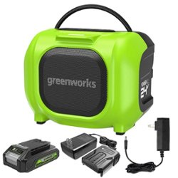 Greenworks - 24 Volt Battery Powered Bluetooth Speaker with 2.0Ah Battery & Charger - Green - Front_Zoom