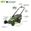 Angle. Greenworks - 80 Volt 25" Dual Blade Cordless Self-Propelled Lawn Mower (Battery & Charger Not Included) - Green.