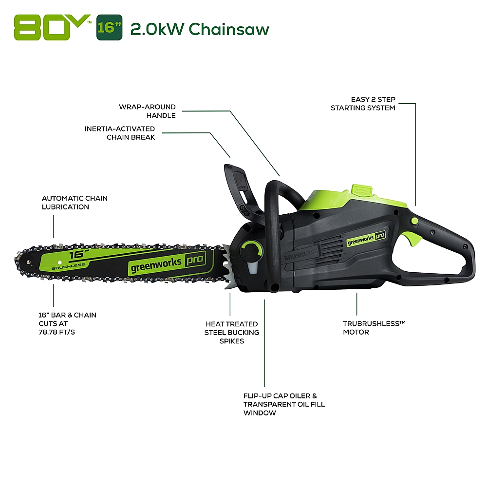 greenworkstools-40V 12 Chainsaw w/ 2.0 Ah Battery & Charger