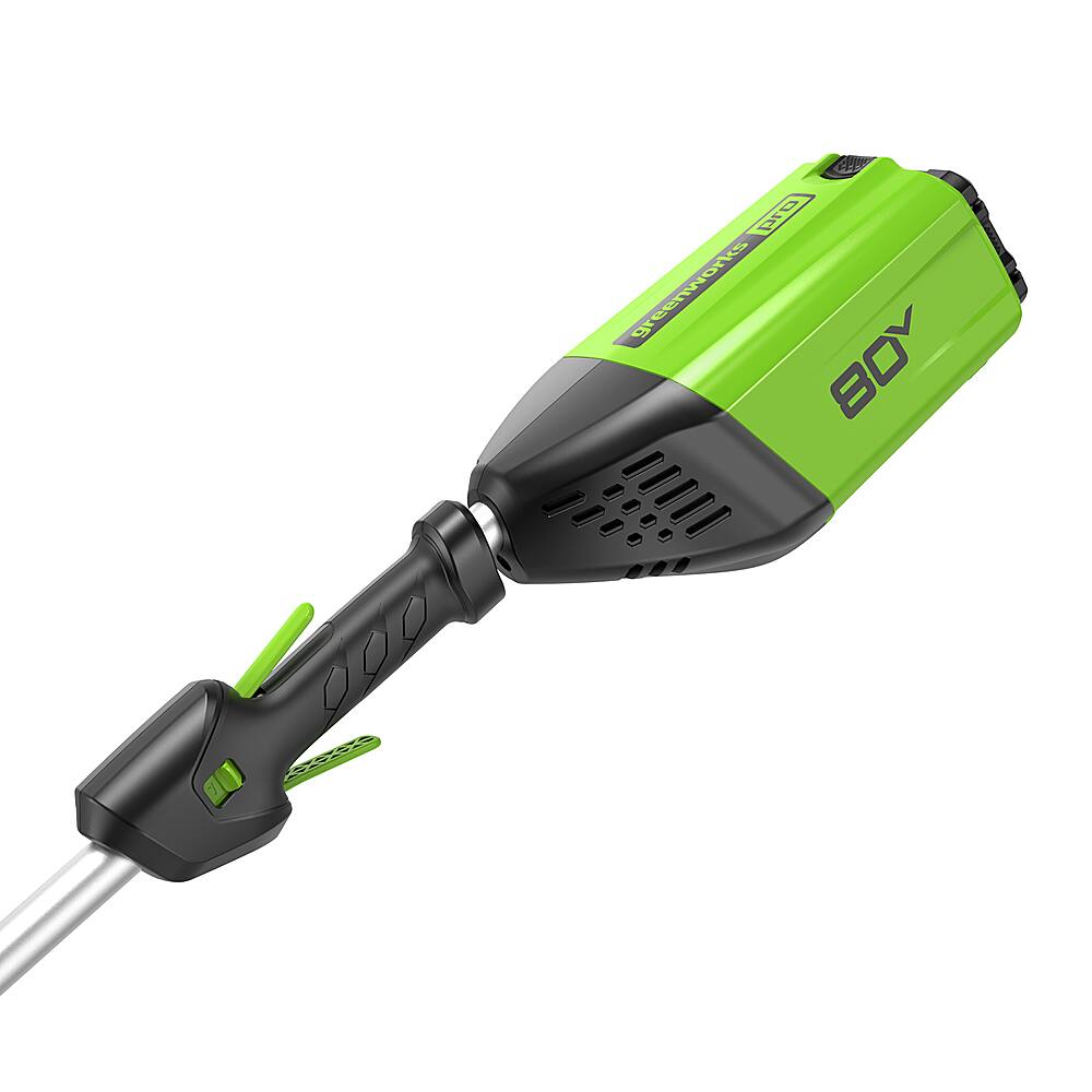 Back View: Greenworks - 80V 13” TORQDRIVE String Trimmer with 2.0 Ah Battery and Charger - Black/Green