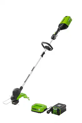Front. Greenworks - 80V 13” TORQDRIVE String Trimmer with 2.0 Ah Battery and Charger - Black/Green.