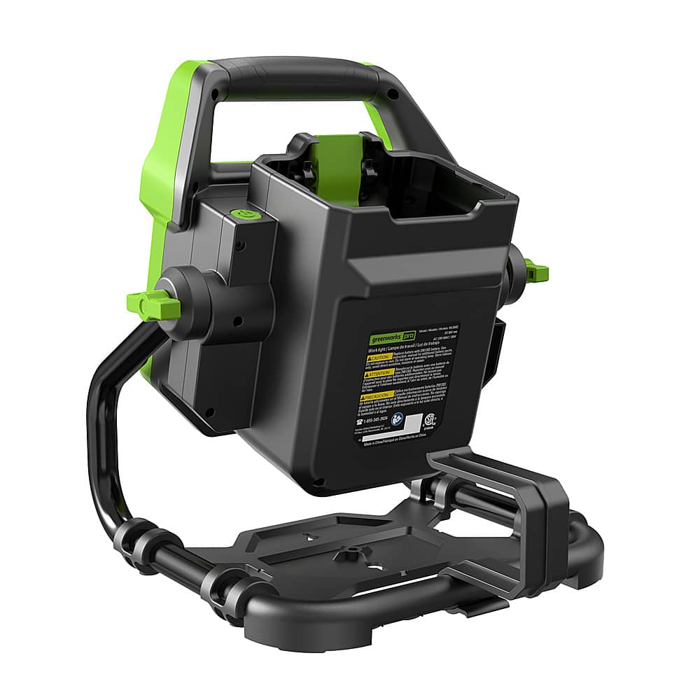 Left. Greenworks - 80 Volt AC/DC 2,500 LED Lumen Work Light (Battery & Charger Not Included) - Green.