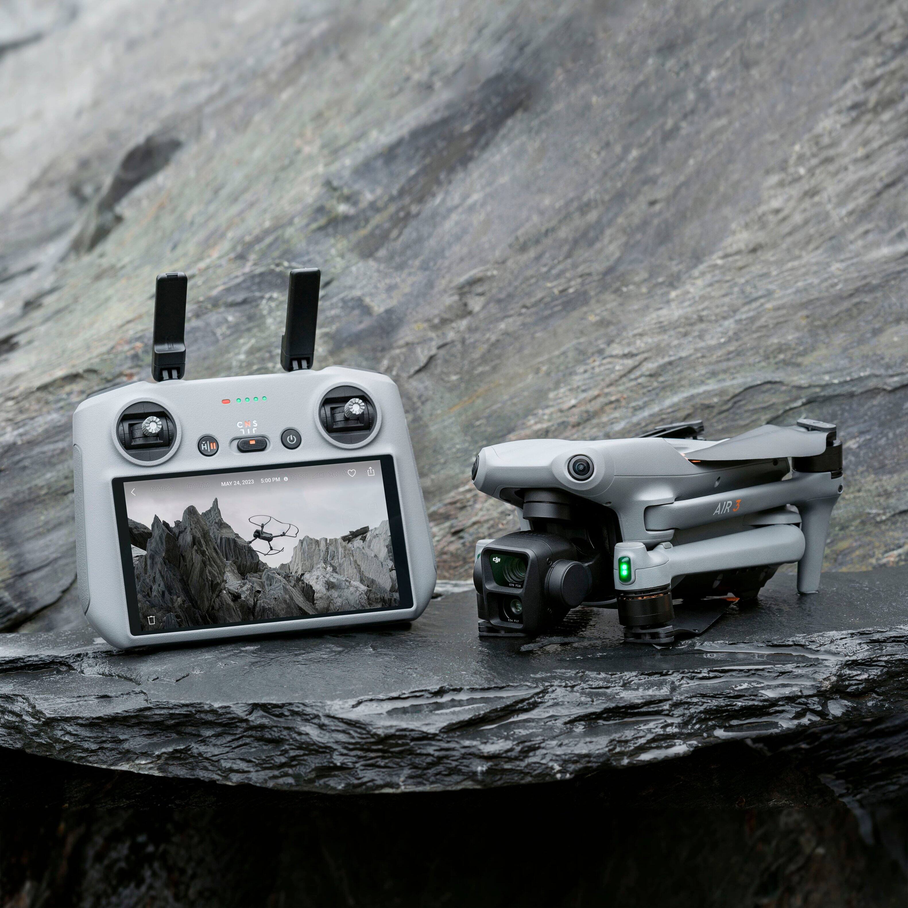 Alt View 19. DJI - Air 3 Fly More Combo Drone and RC 2 Remote Control with Built-in Screen - Gray.