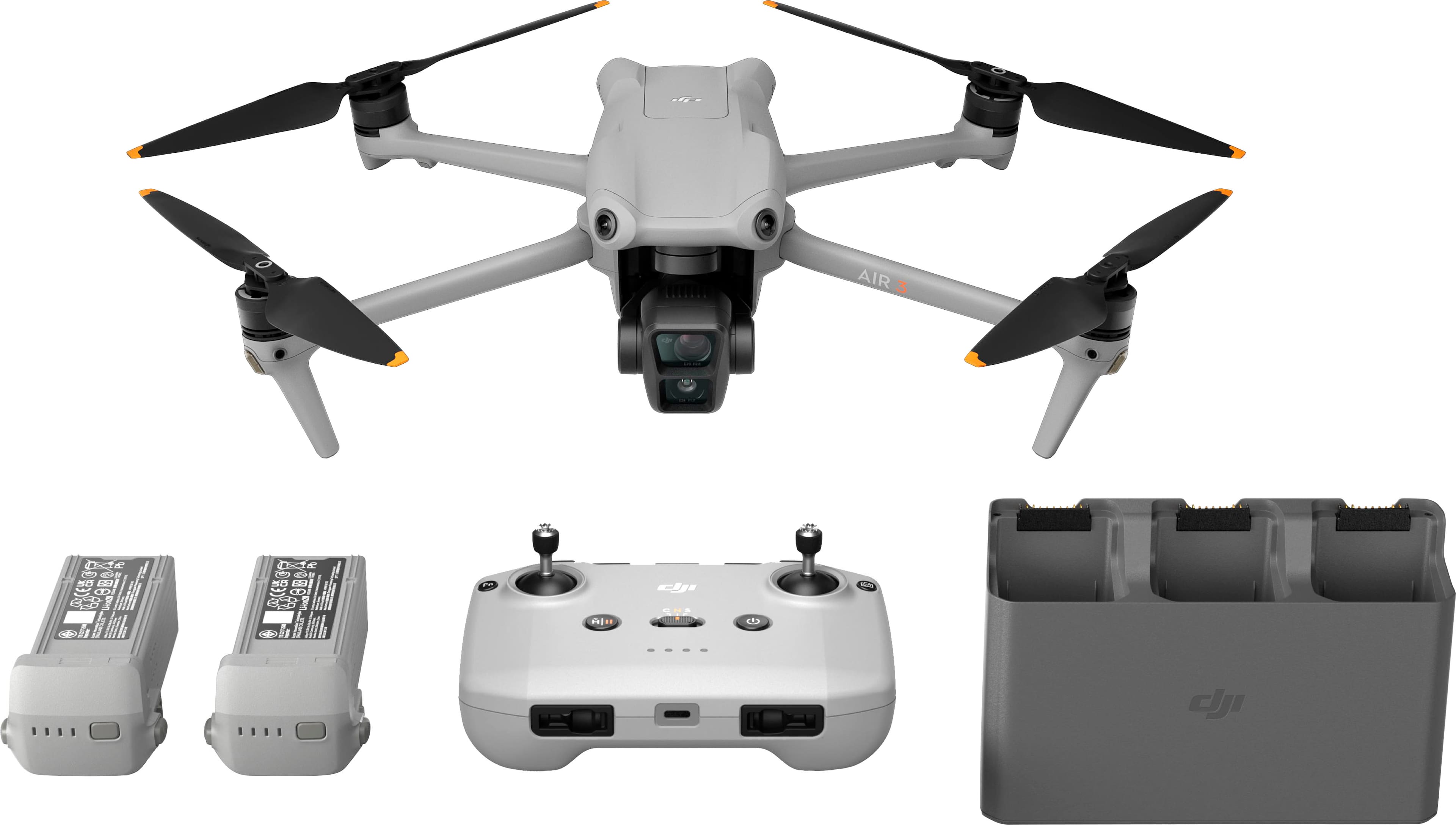 DJI Air 3 Fly More Combo Drone with RC-N2 Remote Control Gray CP 