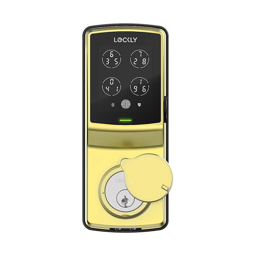Angle. Lockly - Secure Pro Smart Lock Wi-Fi Replacement Deadbolt with 3D Biometric Fingerprint/Keypad/Voice Control Access - Brushed Gold.