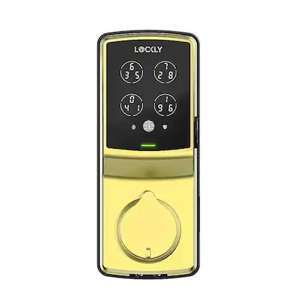 Front. Lockly - Secure Pro Smart Lock Wi-Fi Replacement Deadbolt with 3D Biometric Fingerprint/Keypad/Voice Control Access - Brushed Gold.