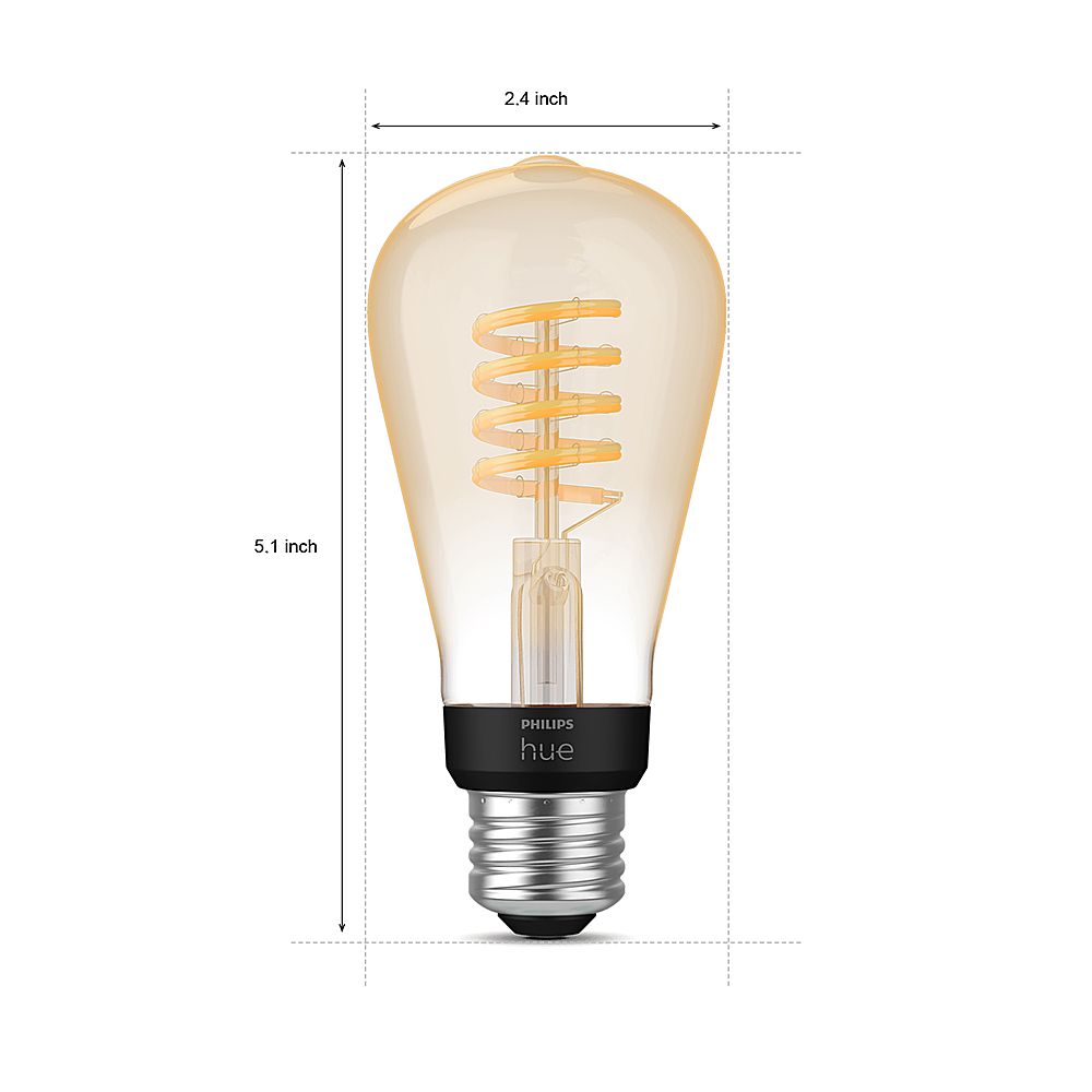 Left View: Philips - Hue Filament ST19 Bluetooth 60W Smart LED Bulb - White