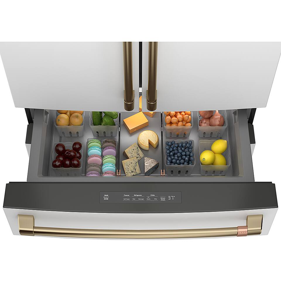 Alt View 2. Café - 28.7 Cu. Ft. 4 Door French Door Refrigerator with Dual Dispense Auto Fill Pitcher - Matte White.