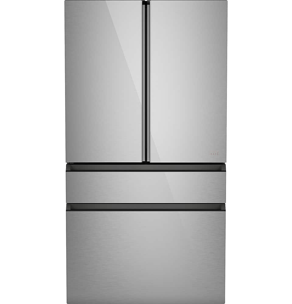 Front. Café - 28.7 Cu. Ft. 4 Door French Door Refrigerator with Dual Dispense Auto Fill Pitcher - Platinum Glass.