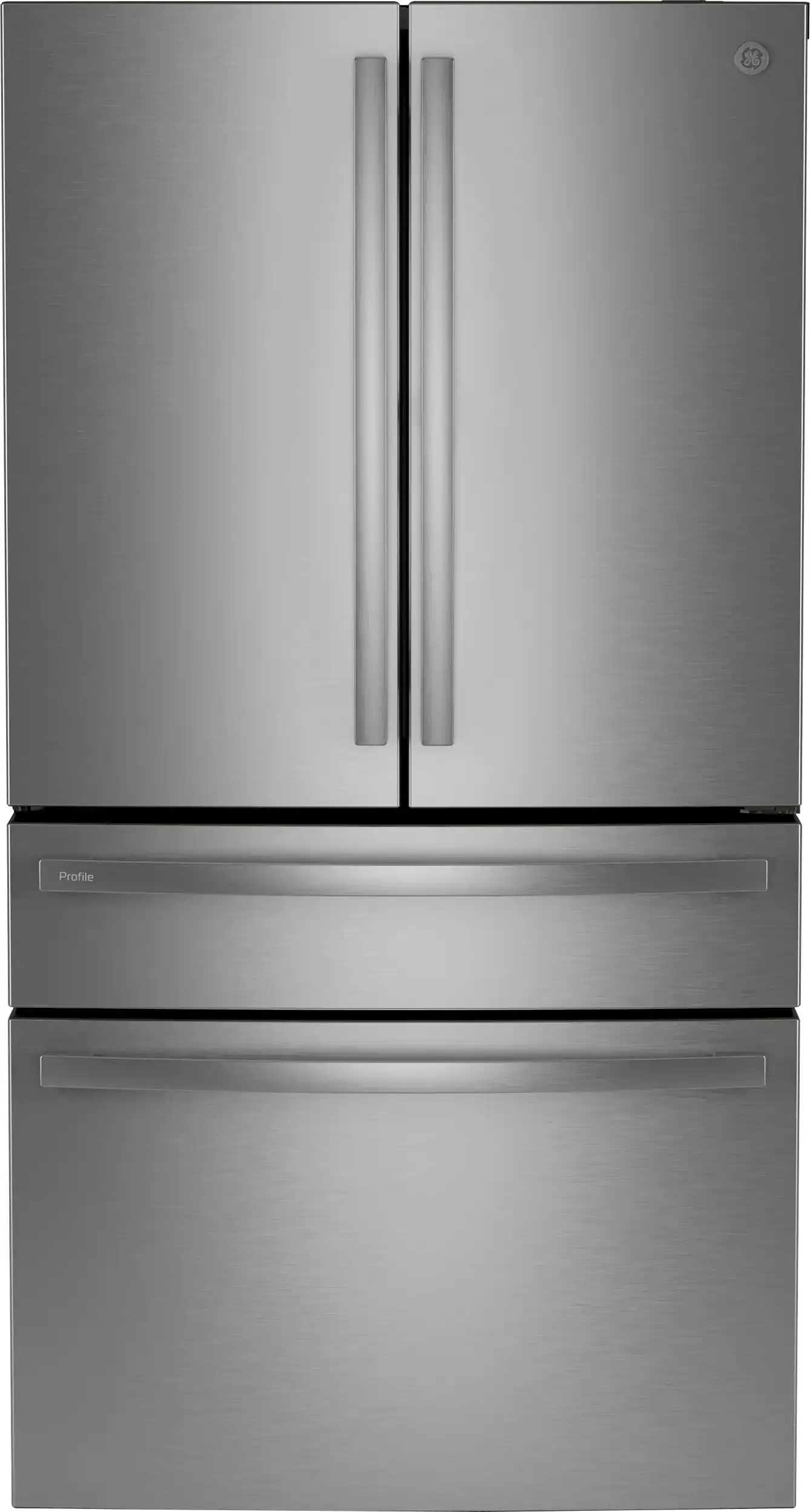 Front. GE Profile - 28.7 Cu. Ft. 4 Door French Door Refrigerator with Dual-Dispense AutoFill Pitcher - Fingerprint Resistant Stainless Steel.