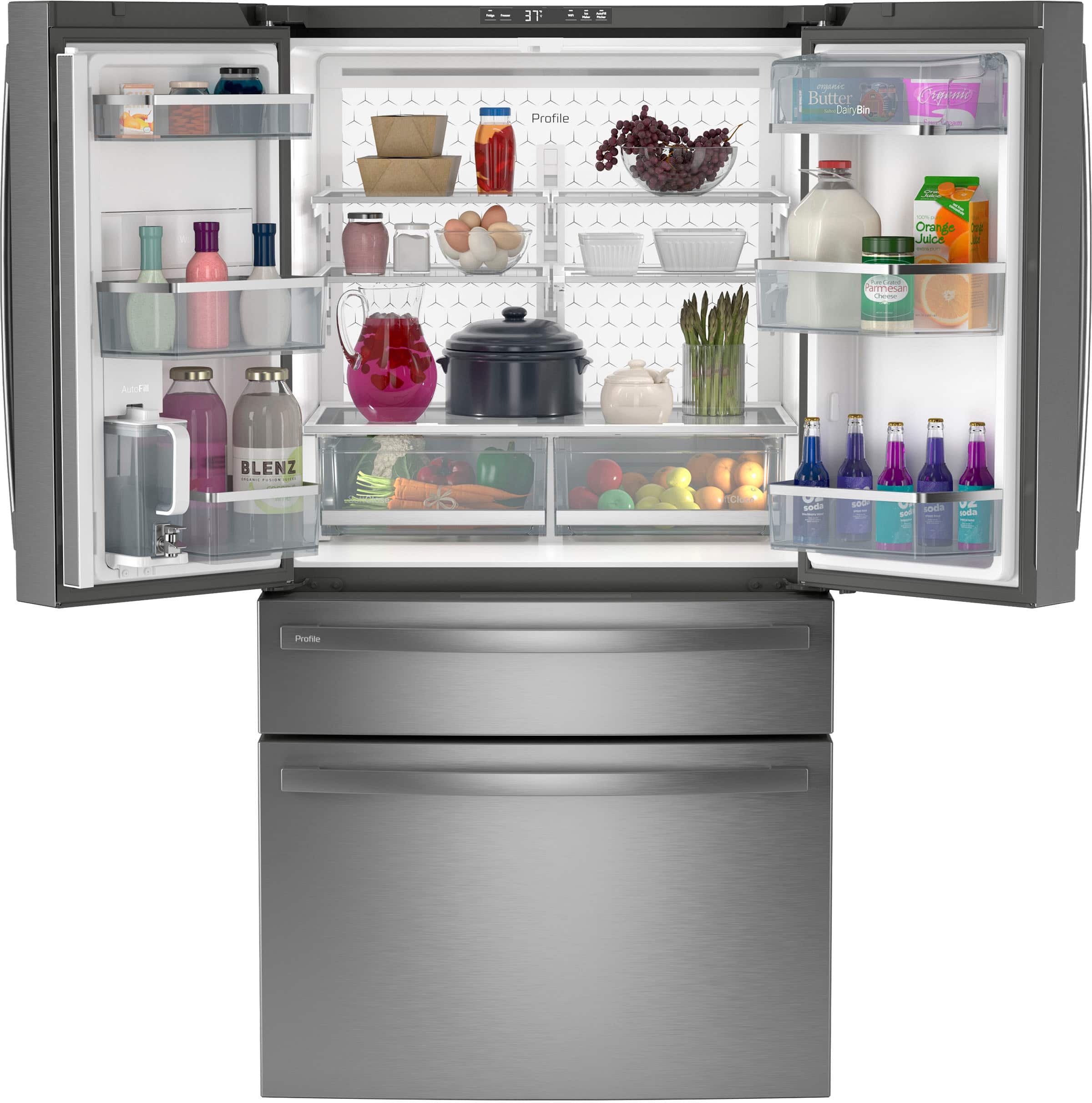 Alt View 1. GE Profile - 28.7 Cu. Ft. 4 Door French Door Refrigerator with Dual-Dispense AutoFill Pitcher - Fingerprint Resistant Stainless Steel.