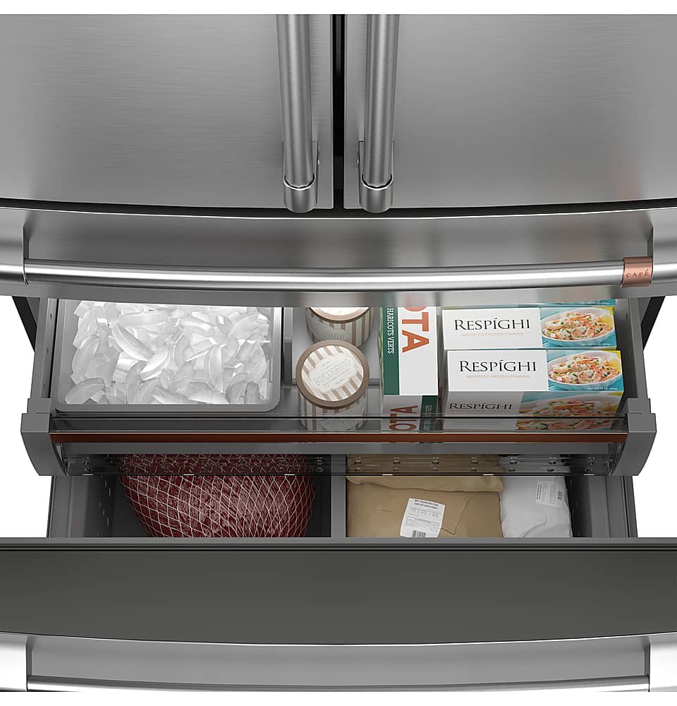 Alt View 2. Café - 28.7 Cu. Ft. 4 Door French Door Refrigerator with Dual Dispense Auto Fill Pitcher - Matte Black.