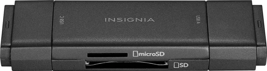 Insignia™ USB C/USB 3.0 to SD and microSD Memory Card Reader Black NS ...