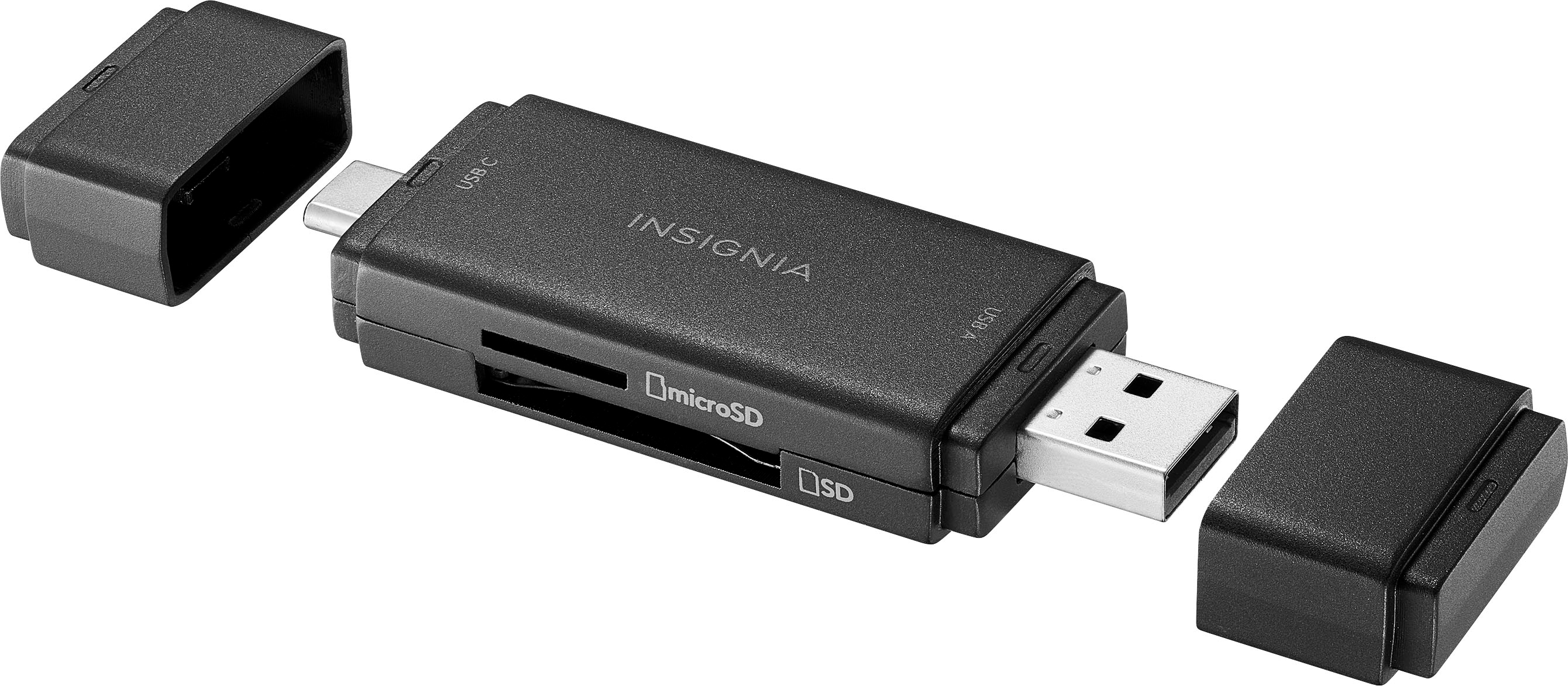 Insignia™ USB-C/USB 3.0 to SD and microSD Memory Card Reader Black