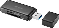 Front. Insignia™ - USB 3.0 SD and microSD Memory Card Reader - Black.