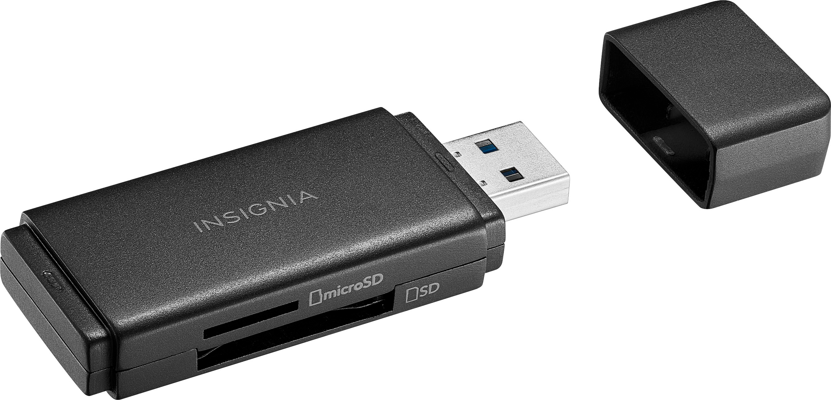 Insignia - USB 3.0 SD and microSD Memory Card Reader - Black