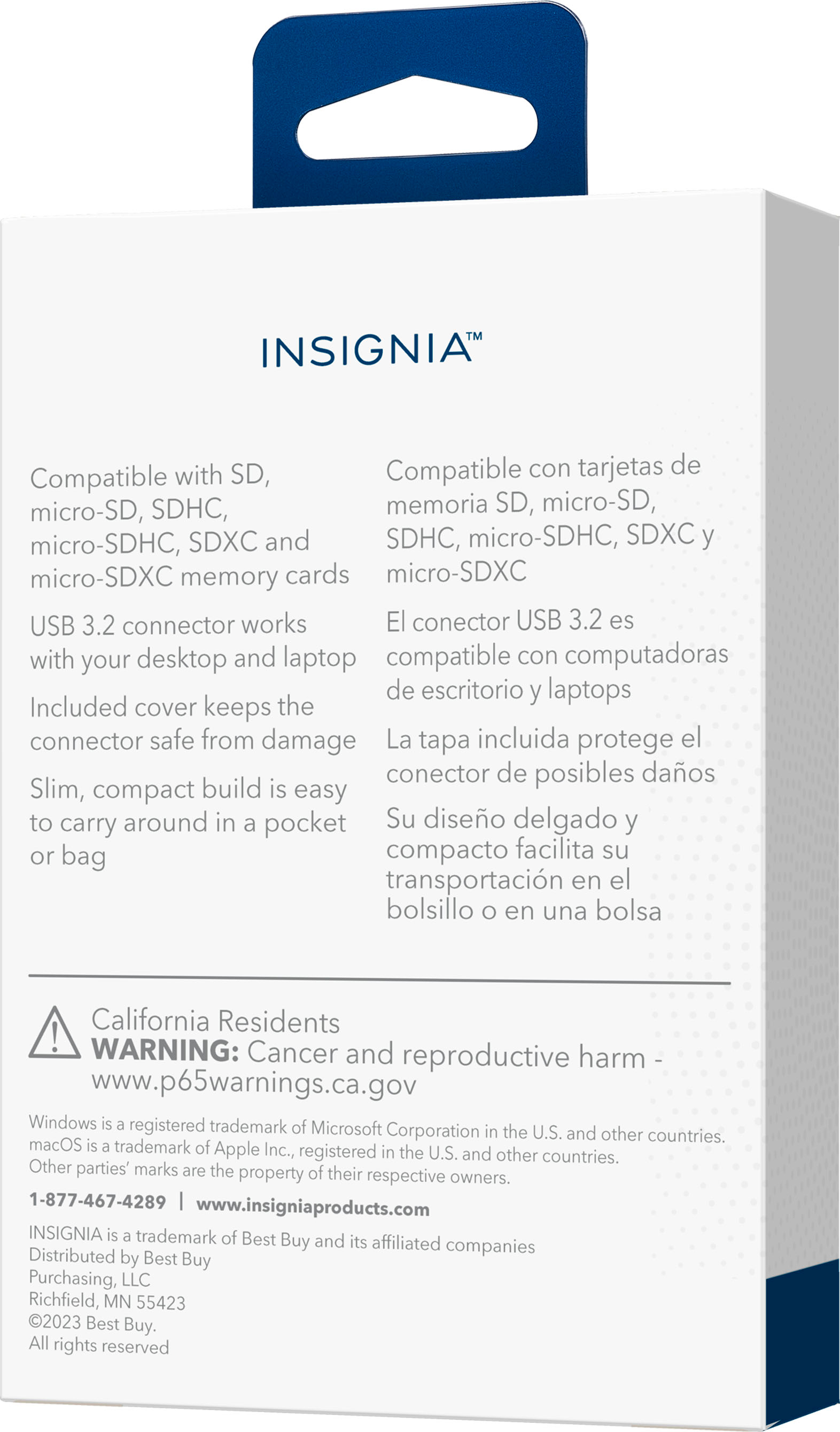 Insignia - USB 3.0 SD and microSD Memory Card Reader - Black
