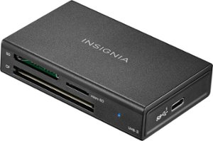 Insignia™ - USB-C to SD, microSD and CompactFlash Memory Card Reader - Black - Front_Zoom