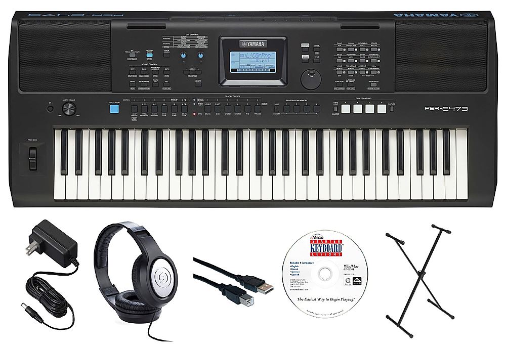  Yamaha PSR-E373 PKY 61-Key Premium Keyboard Pack with Power  Supply, Bolt-On Stand, and Headphones, w YAM PSRE373 : Musical Instruments